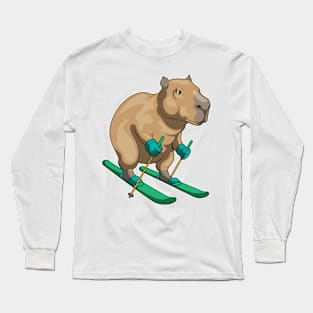 Capybara Skier Ski Winter sports Long Sleeve T-Shirt